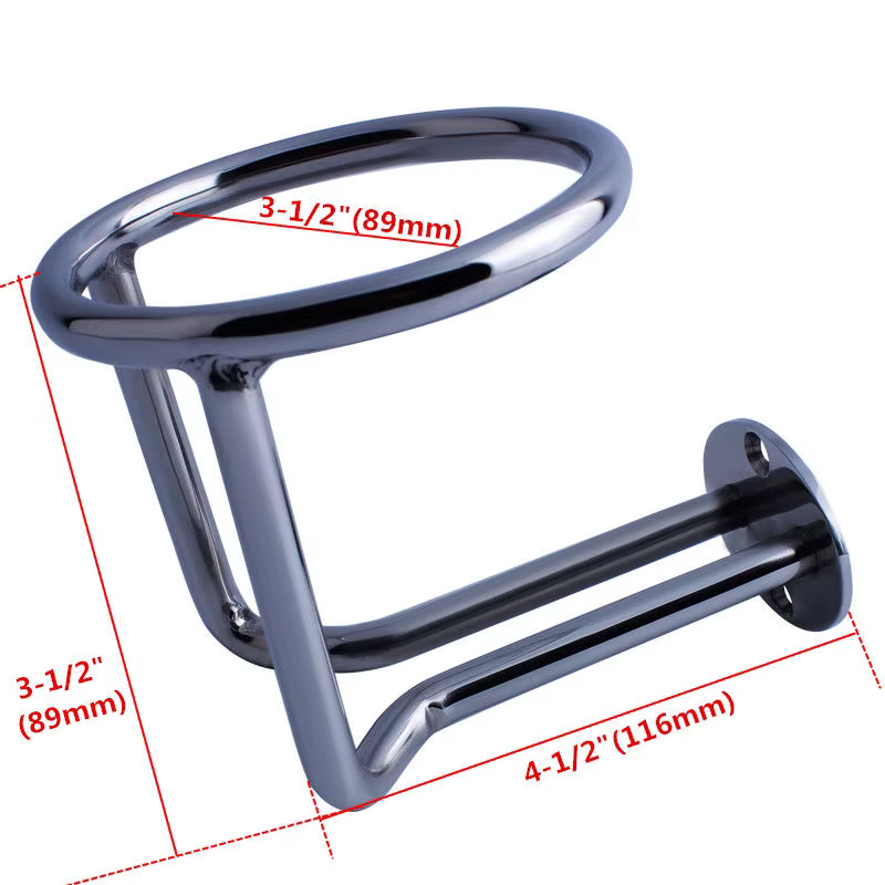 Portavasos Marino de acero inoxidable 316 – Aro simple abierto - imagen 2