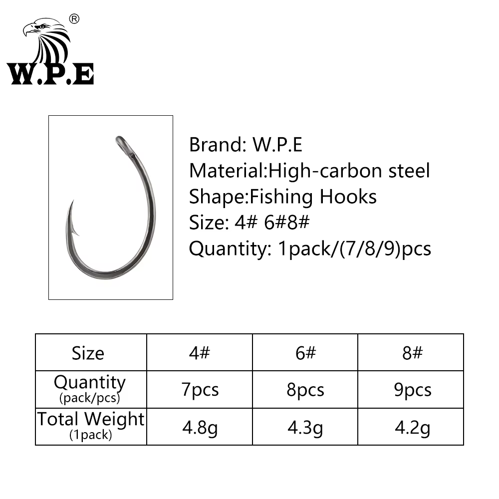 Anzuelos W.P.E Hair Rig carbón curvado para carpa - imagen 3