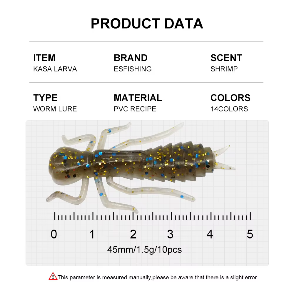 ESFISHING Kasa Larva 45mm – Señuelo gusano para trucha y lucio - imagen 3