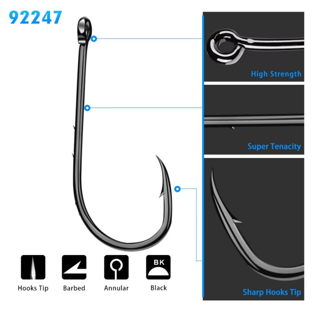 Anzuelo circle hook vástago largo para gusano de mar resistente - imagen 3