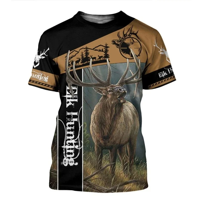 Camiseta Caza Estampado 3D Ciervos – Estilo Harajuku Veraniego - imagen 2