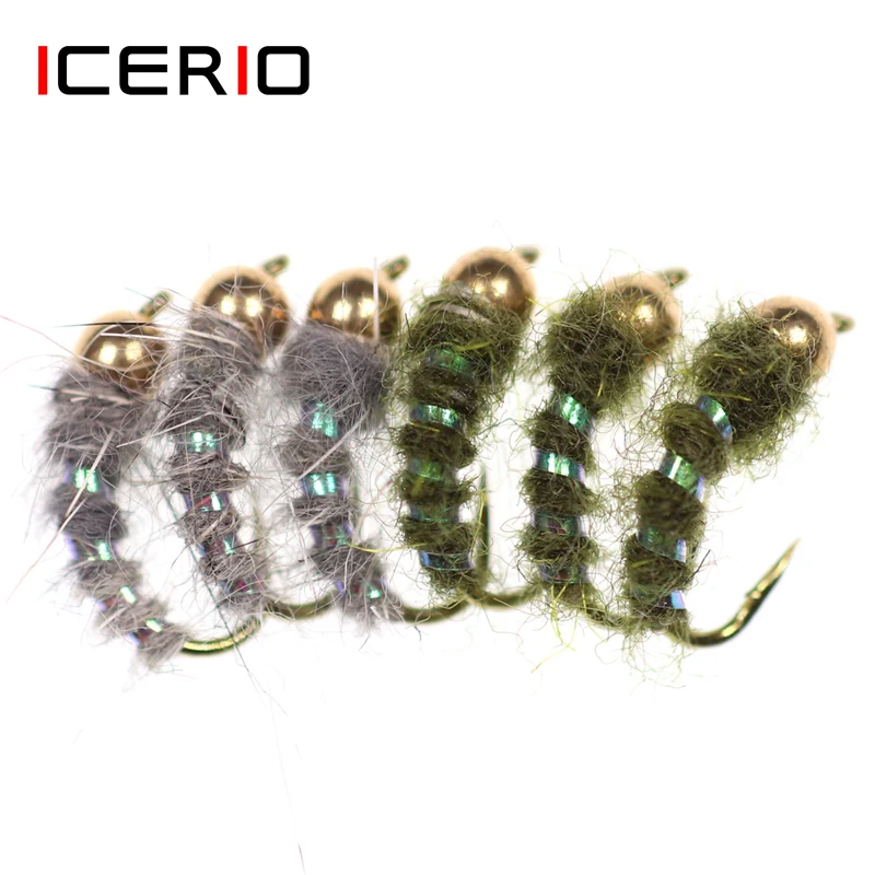 ICERIO Anzuelos mosca trucha Caddis Ninfas Stonefly Patrones