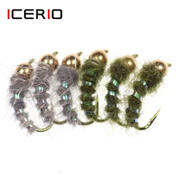 ICERIO Anzuelos mosca trucha Caddis Ninfas Stonefly Patrones