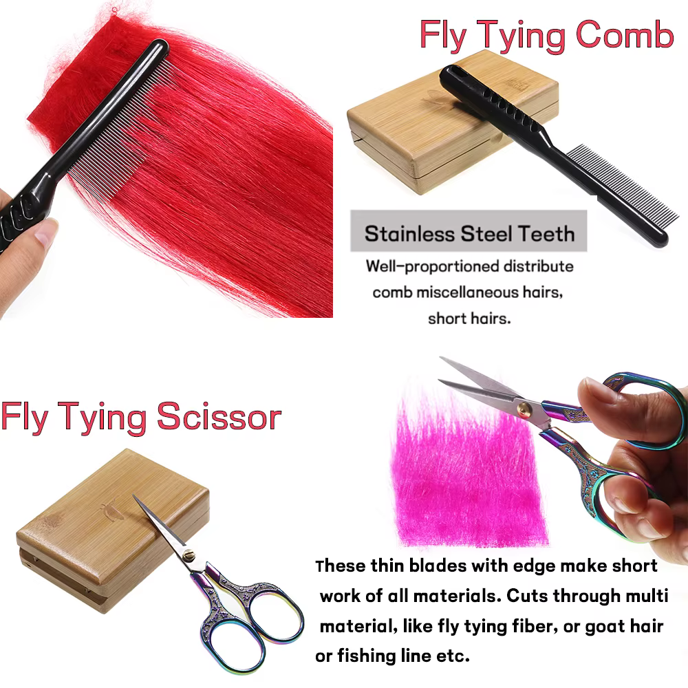 WIFREO Tijeras Fly Tying Acero Inoxidable – Atado de moscas para pelo de piel - imagen 4