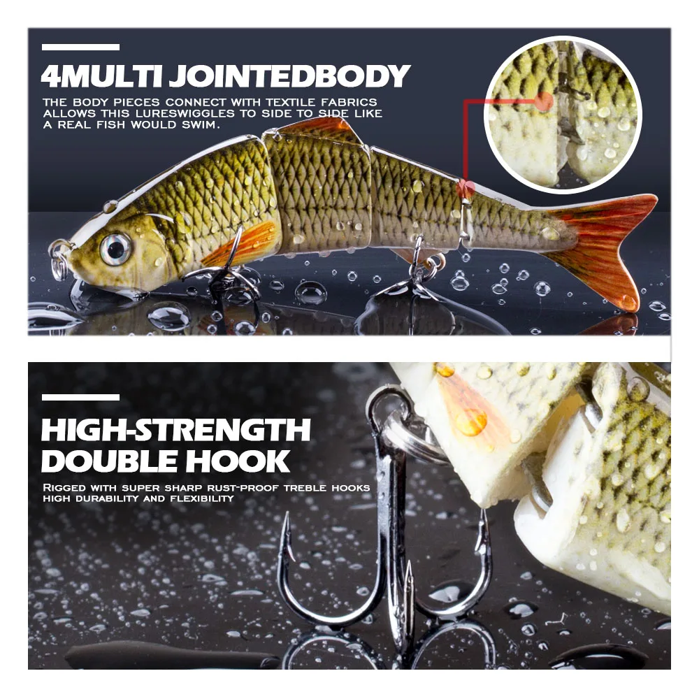 Wobbler Crankbait 125mm – 4 segmentos – Señuelo artificial - imagen 4