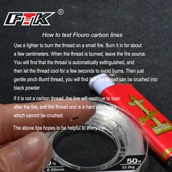 FTK Línea de fluorocarbono súper resistente para pesca