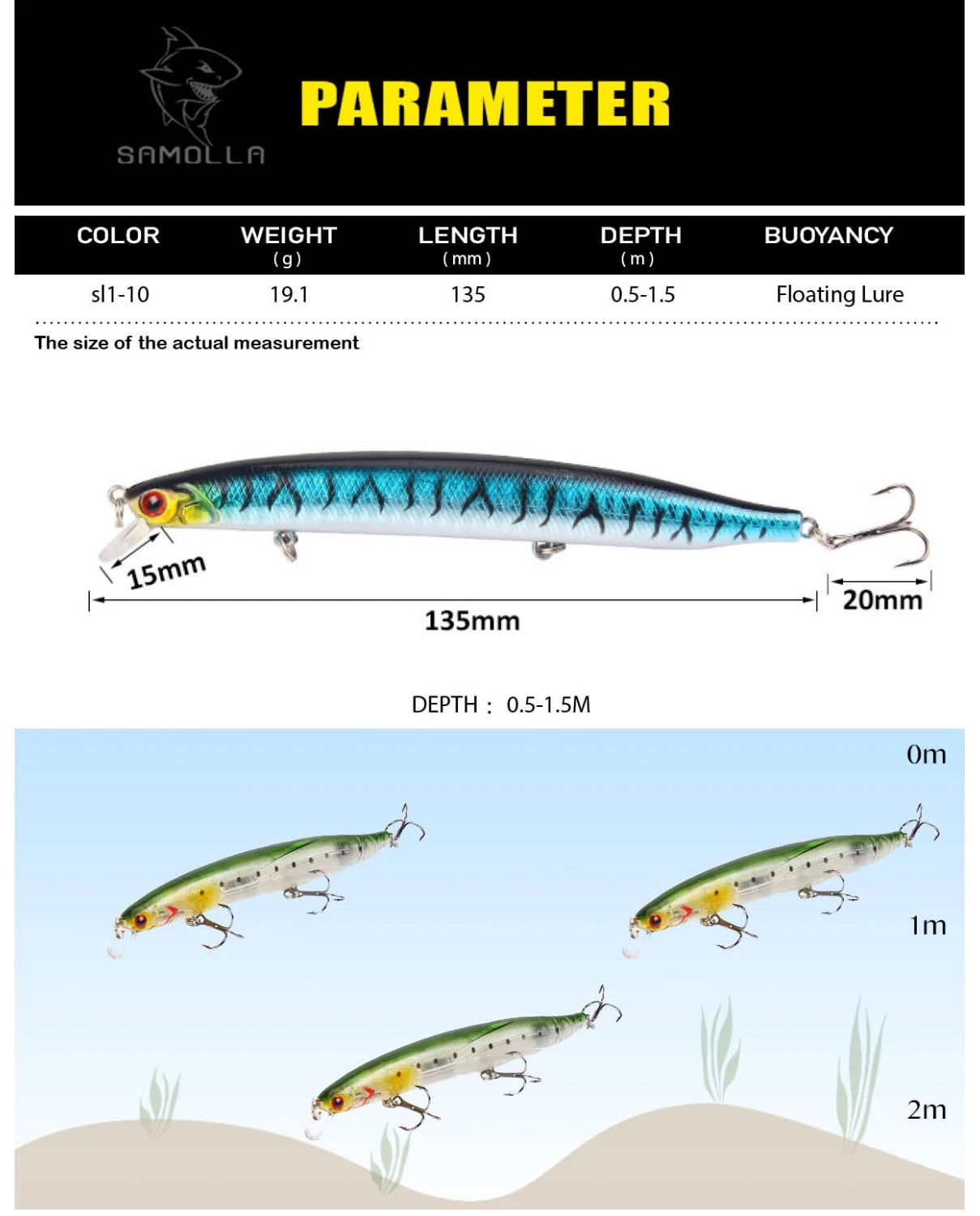 Vista frontal del señuelo