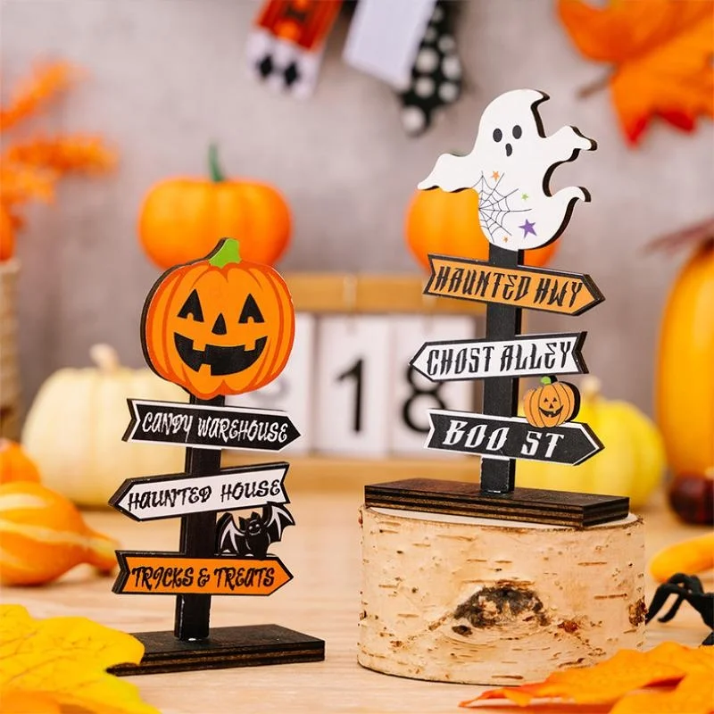 Placas decorativas de Halloween en madera