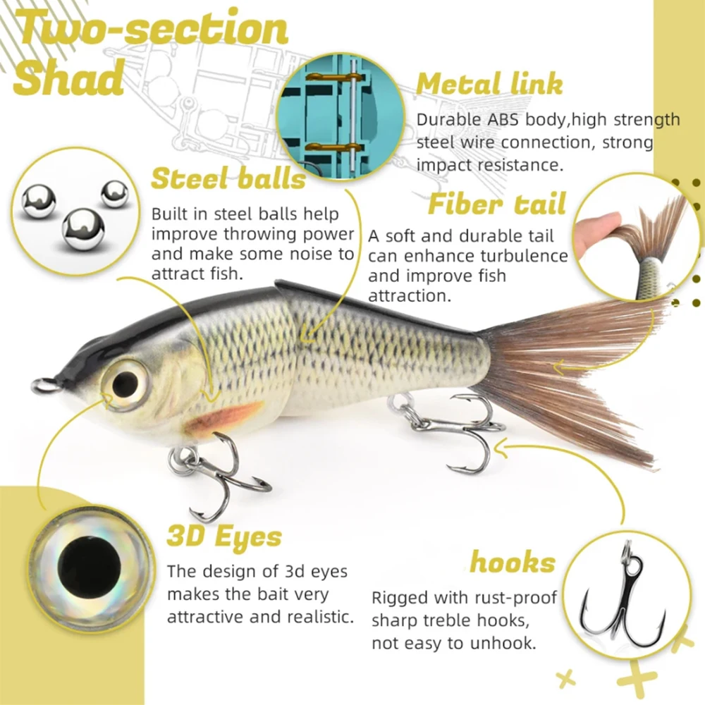 Señuelo Glide Bait con cola de fibra realista – Crankbait - imagen 3