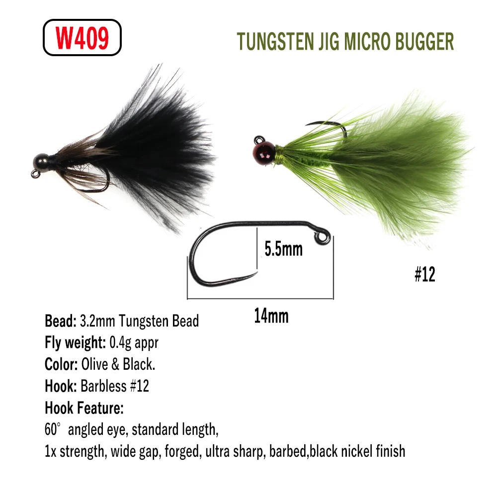 Variedad de cabezas de tungsteno para ninfas