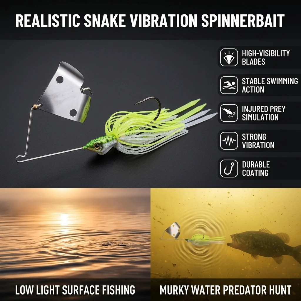 Spinnerbait serpiente realista compuesto para pesca en agua dulce - imagen 3