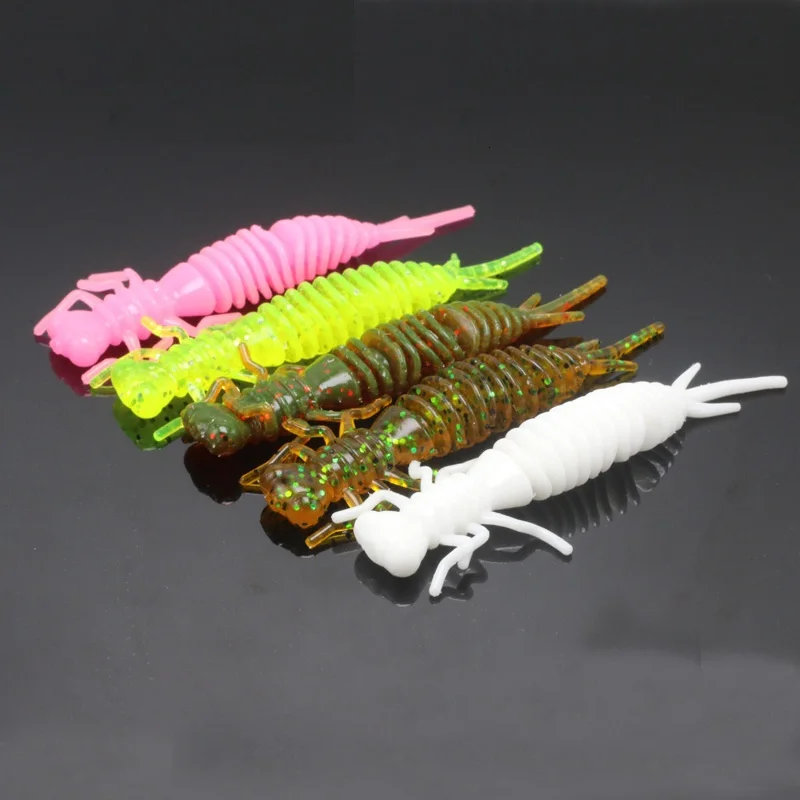 Pack de 8 señuelos blandos Dr.Fish con gusanos de silicona de 75mm