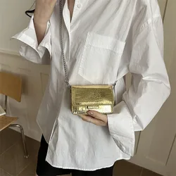Bolso de hombro cuadrado minimalista de cuero PU con correa cadena