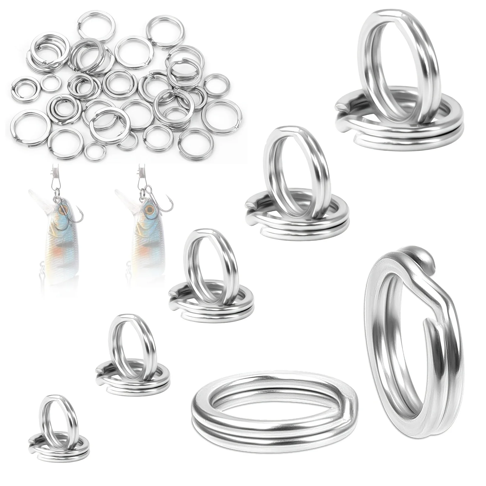 Anillas de pesca doble anillo de acero inoxidable para señuelos - imagen 3