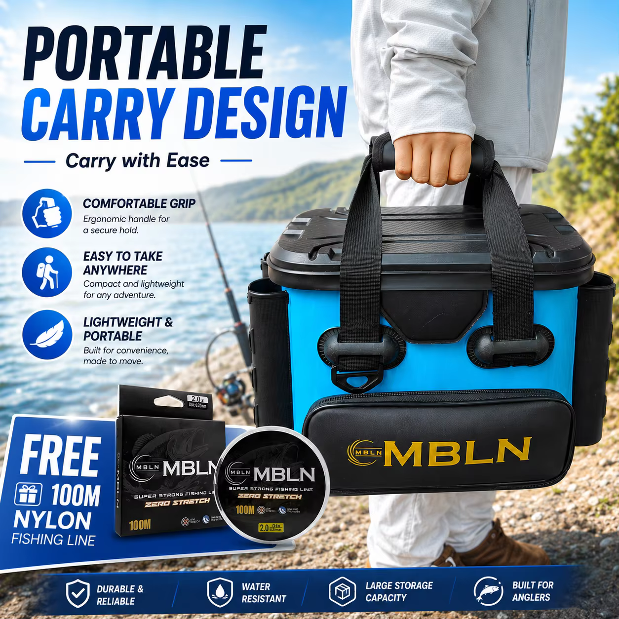 Caja de Pesca MBLN 14L en EVA con Soporte para Cañas - imagen 4