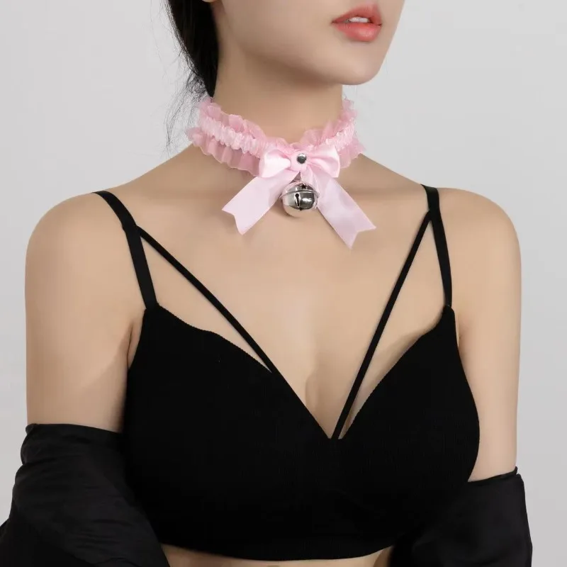 Gargantilla de encaje gótico con lazo y campana para mujer - imagen 5