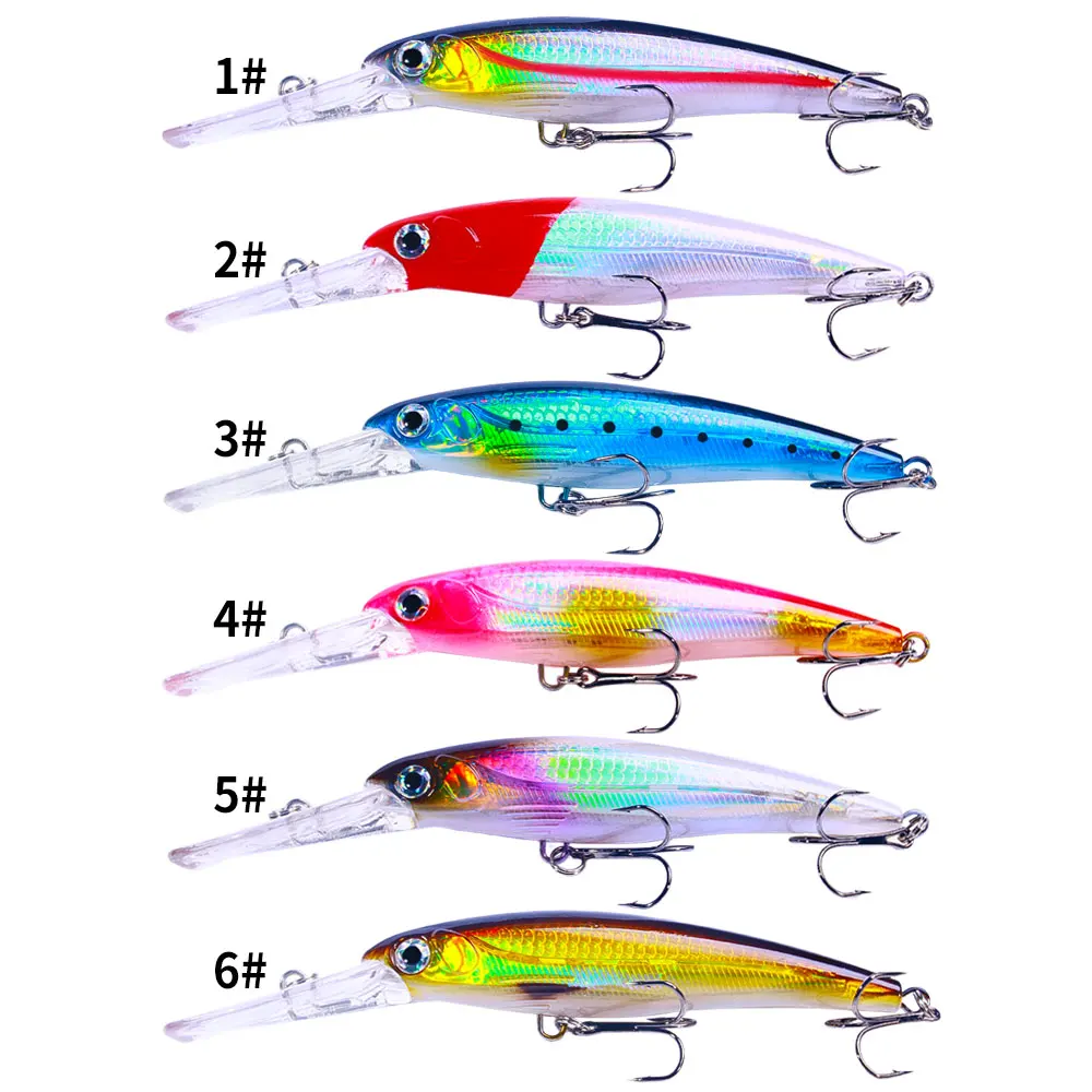 Set de 6 señuelos minnow de 17 cm para pesca de lubina y lucio