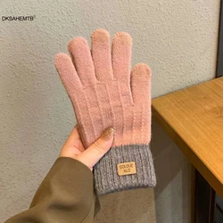 Guantes térmicos de ciclismo cortavientos de felpa gruesa unisex