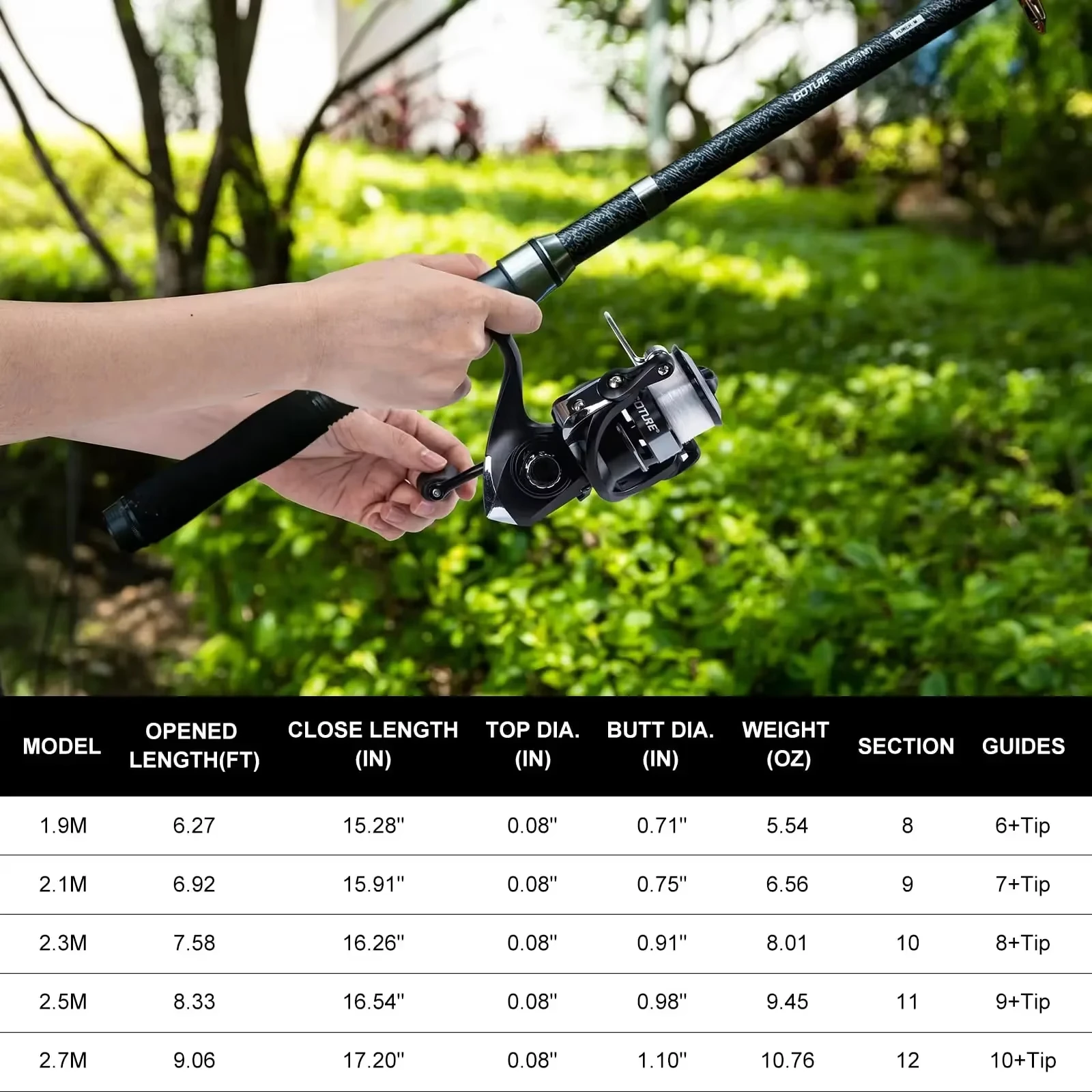Caña de pesca telescópica de carbono con carrete y señuelos - imagen 3