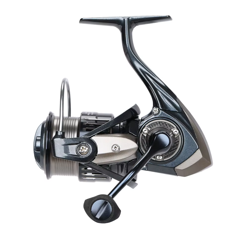 Carrete spinning de carbono con bobina baja para pesca marina
