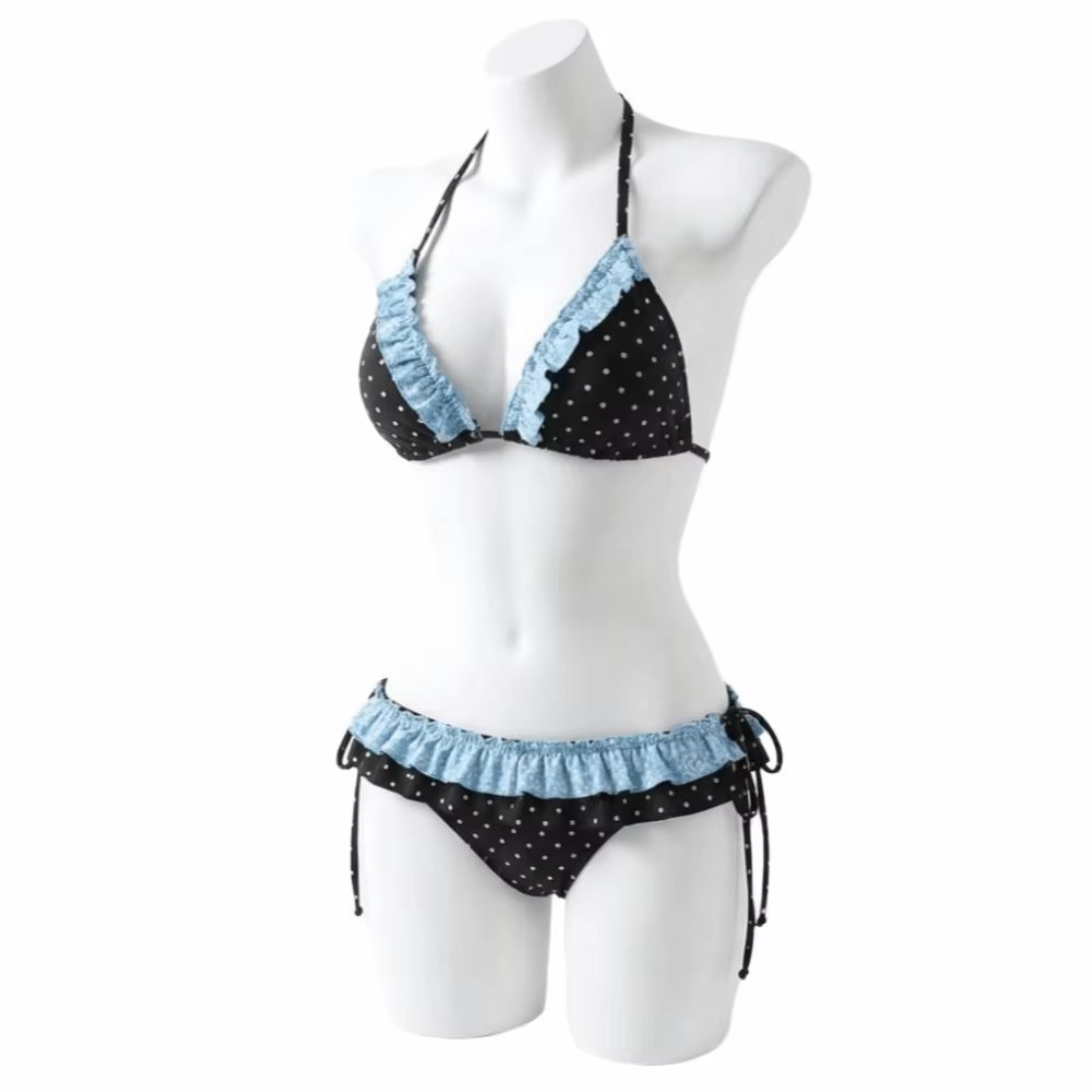 Bikini de lunares con volantes de encaje y tirantes ajustables - imagen 3
