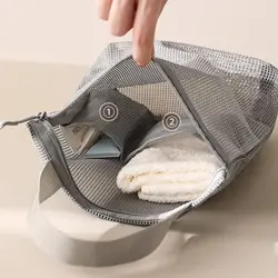 Bolsa de aseo portátil con cierre y malla para viajes de negocios