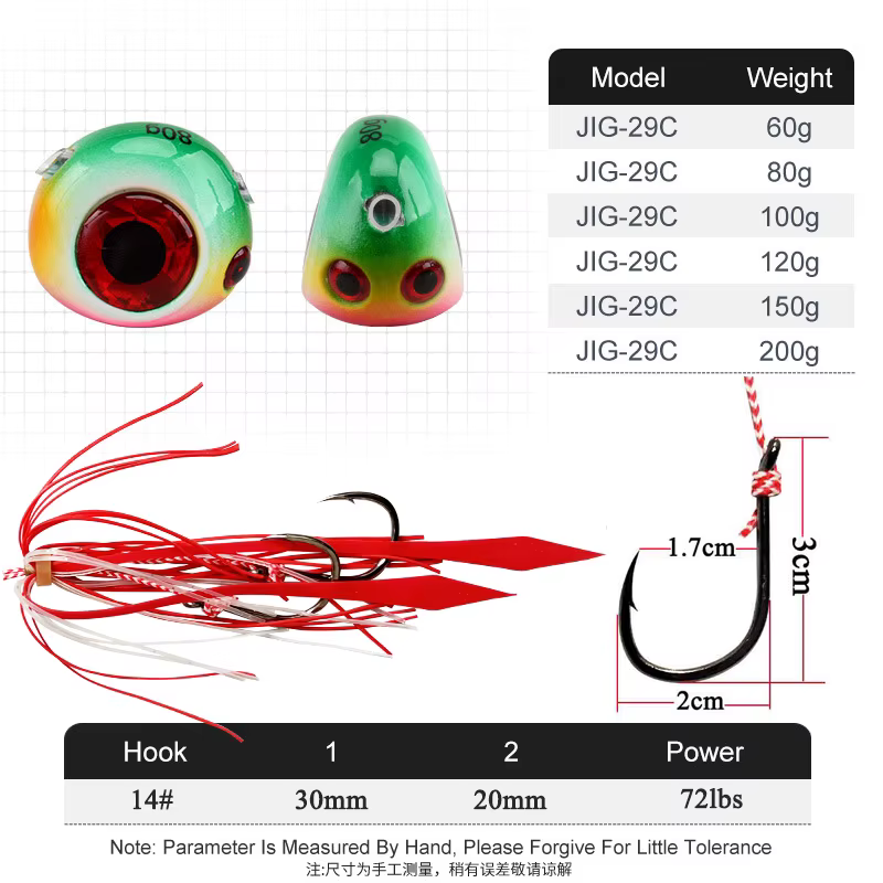 Señuelo Madai Inchiku luminoso 40g-200g para jigging marino - imagen 2