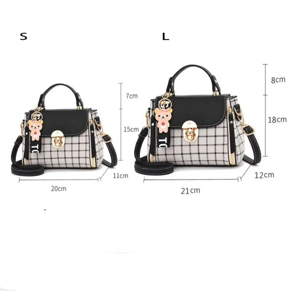 Bolso bandolera mujer de cuero PU a cuadros con solapa y hebilla - imagen 3