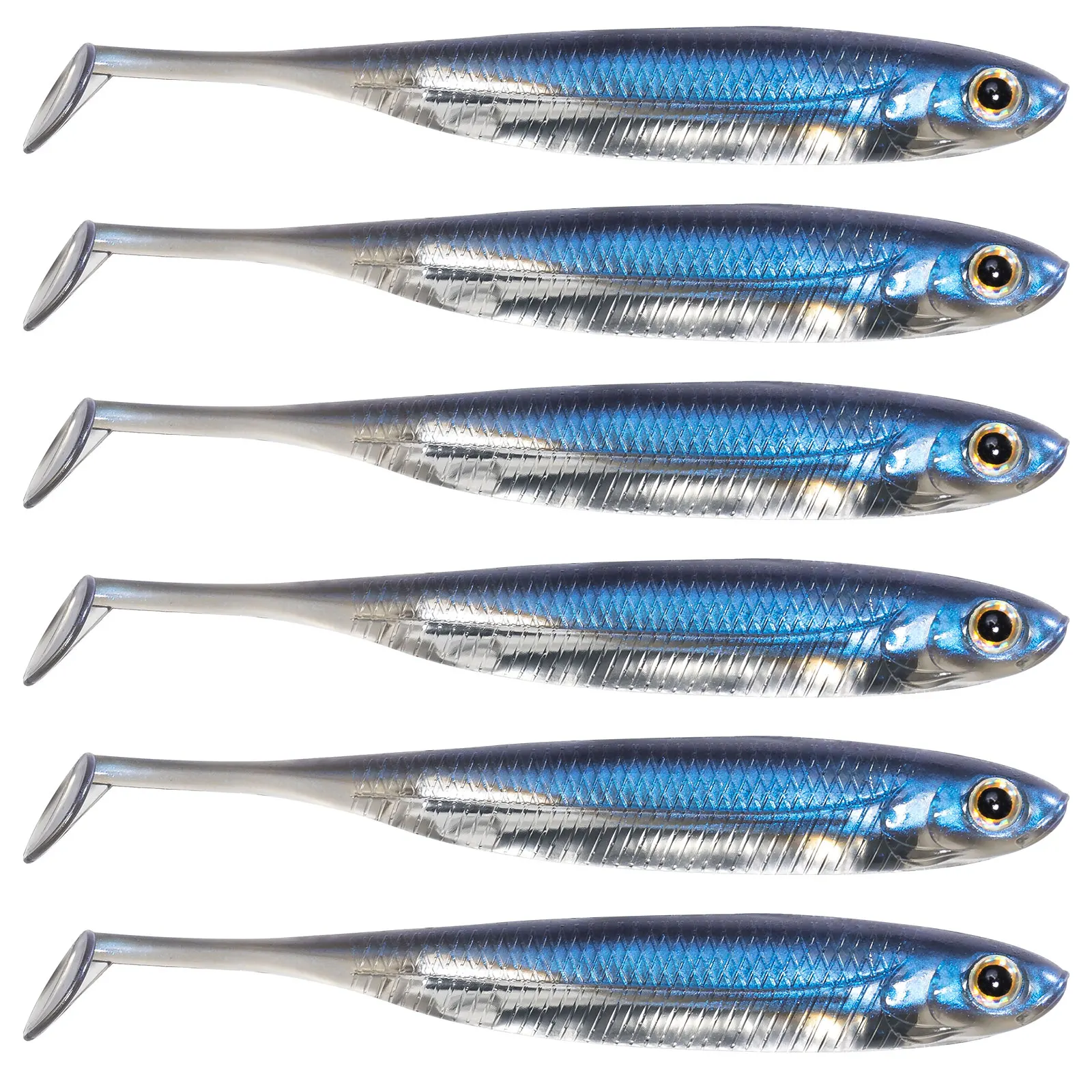 Señuelos swimbait y shad de vinilo para lubina drop shot