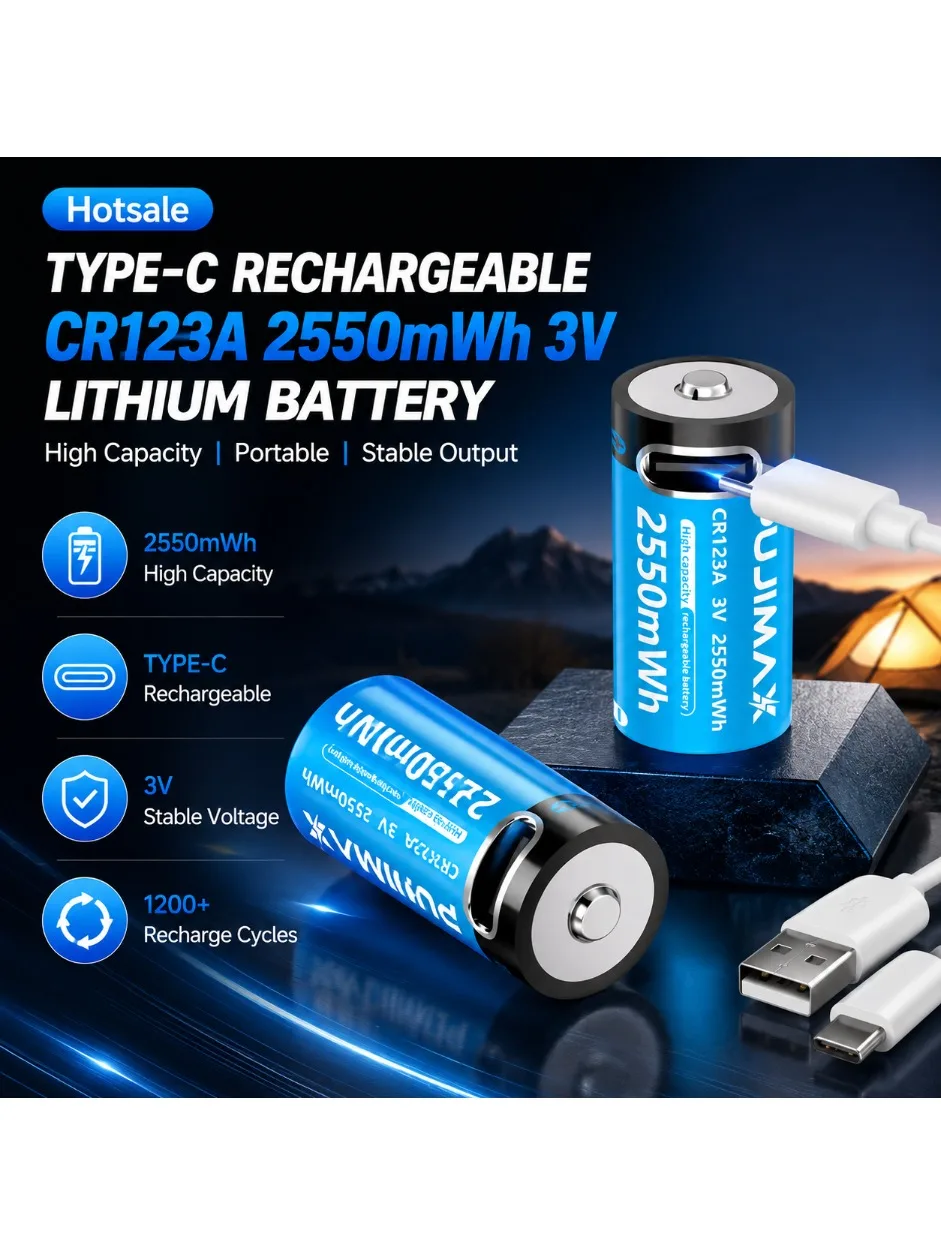 Batería recargable CR123A azul