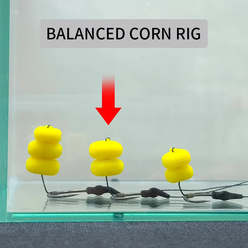 Pre-atados para Carpa con Maíz – Anzuelo Vástago Curvo Micro Púas - imagen 3