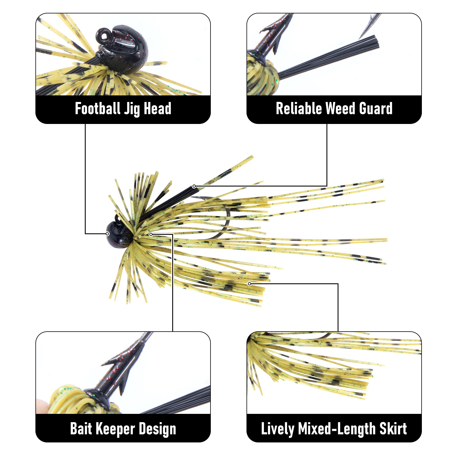 Jig head lubina con falda larga de silicona y anzuelos - imagen 4