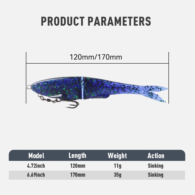 Señuelo articulado suave Swimbait para lubina - imagen 2