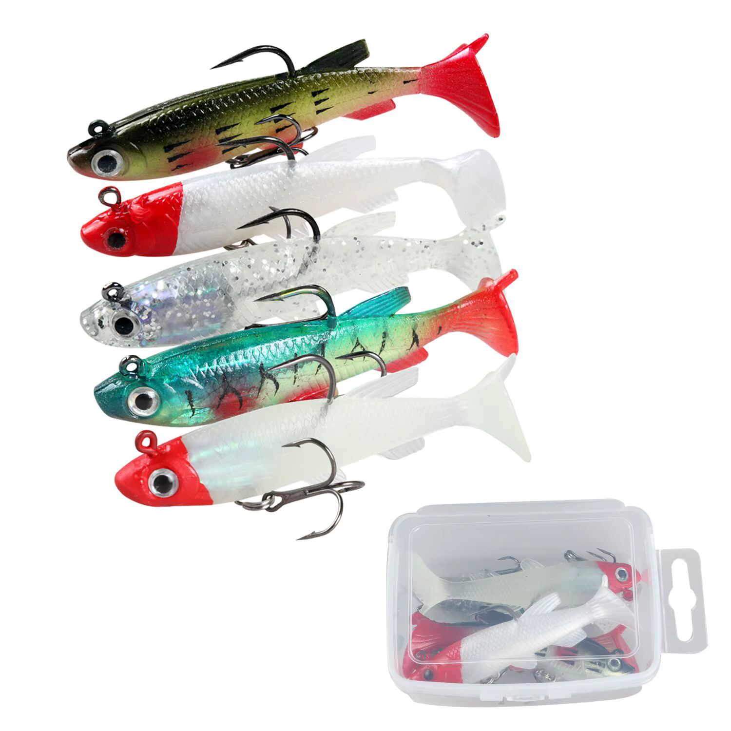 Señuelo swimbait jig head con cola de paleta para lubina