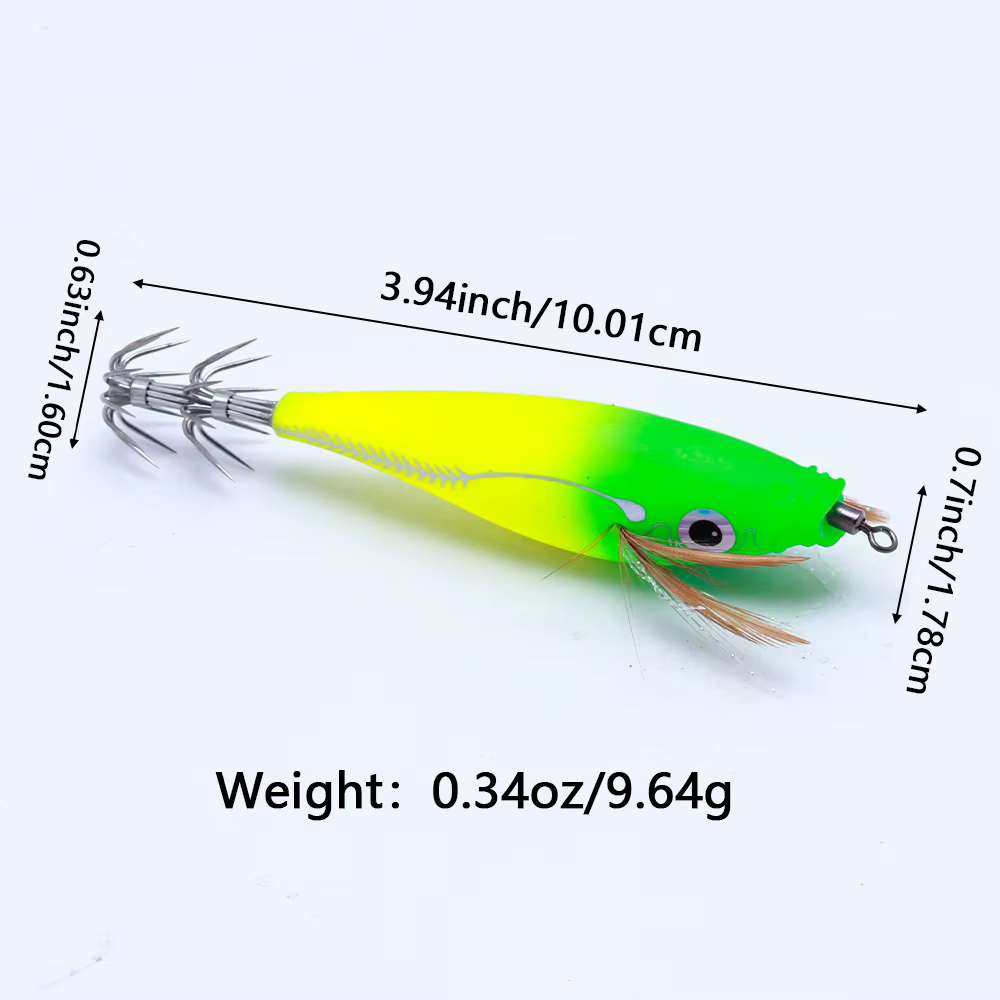Señuelo duro luminoso con diseño de calamar para pesca marina