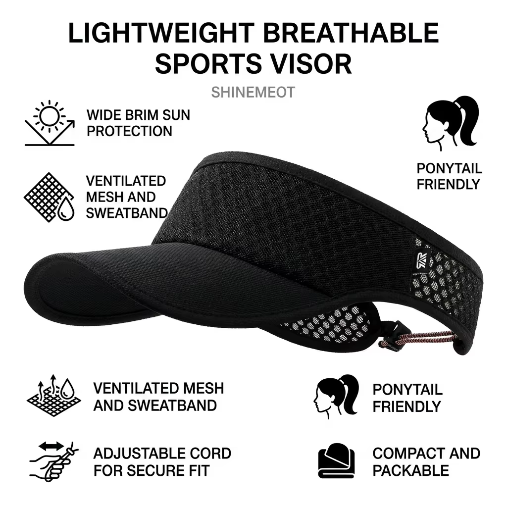 Visera deportiva con ala ancha, protección UV y abertura para coleta - imagen 2