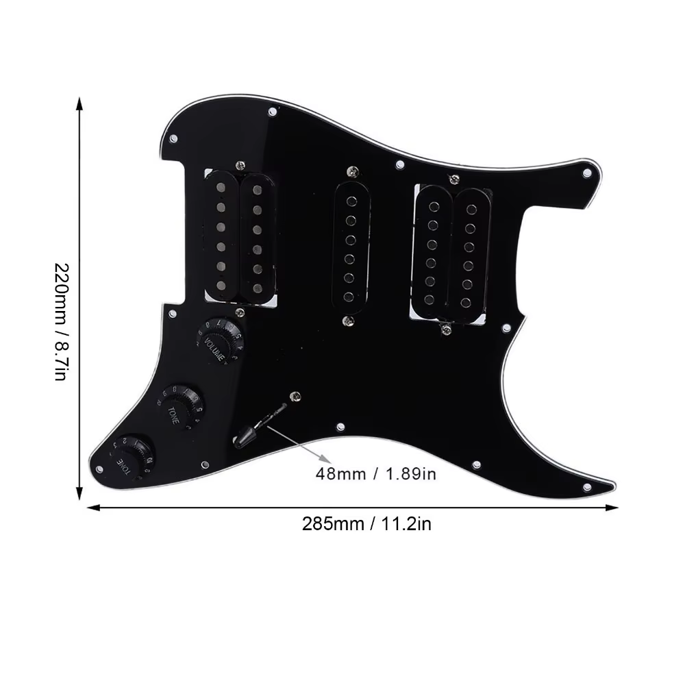 Pickguard HSH Precableado 11 Orificios – Negro para Guitarra Eléctrica - imagen 5