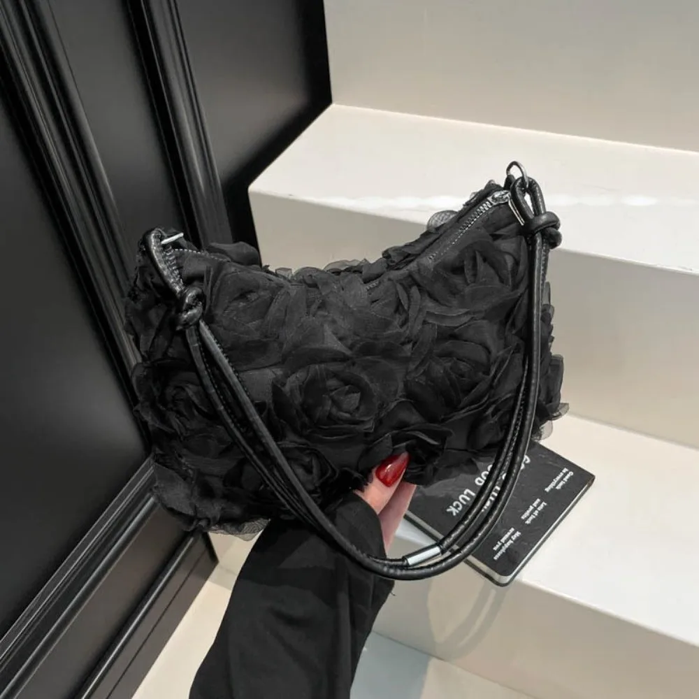 Bolso bandolera de chifón floral con encaje y flores 3D - imagen 3