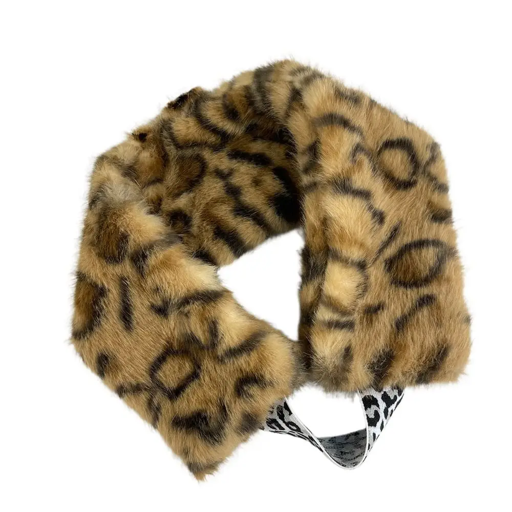 Calentador de orejas elástico piel sintética antideslizante leopardo