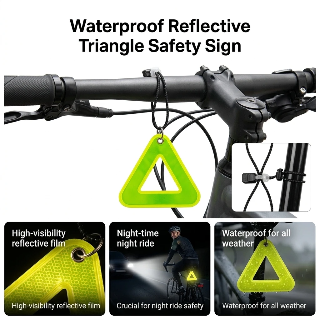 Señal triangular reflectante para bicicleta impermeable