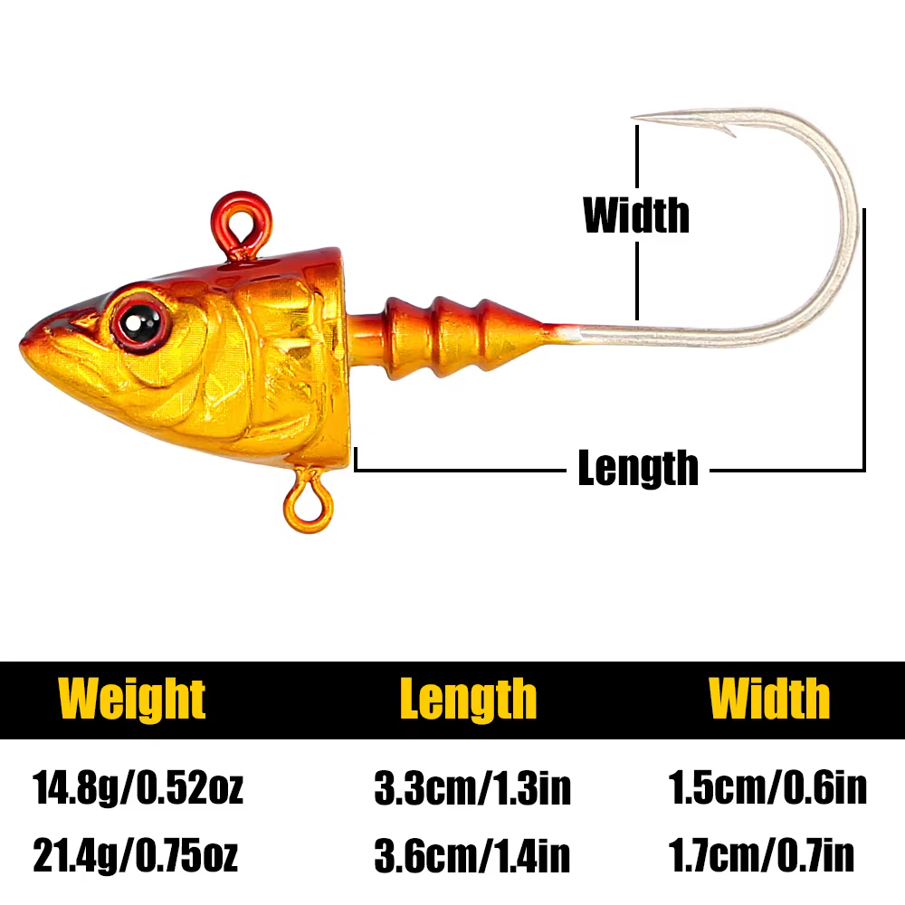 Jighead B&U con cabeza de plomo – Anzuelo afilado para lubina y lucio