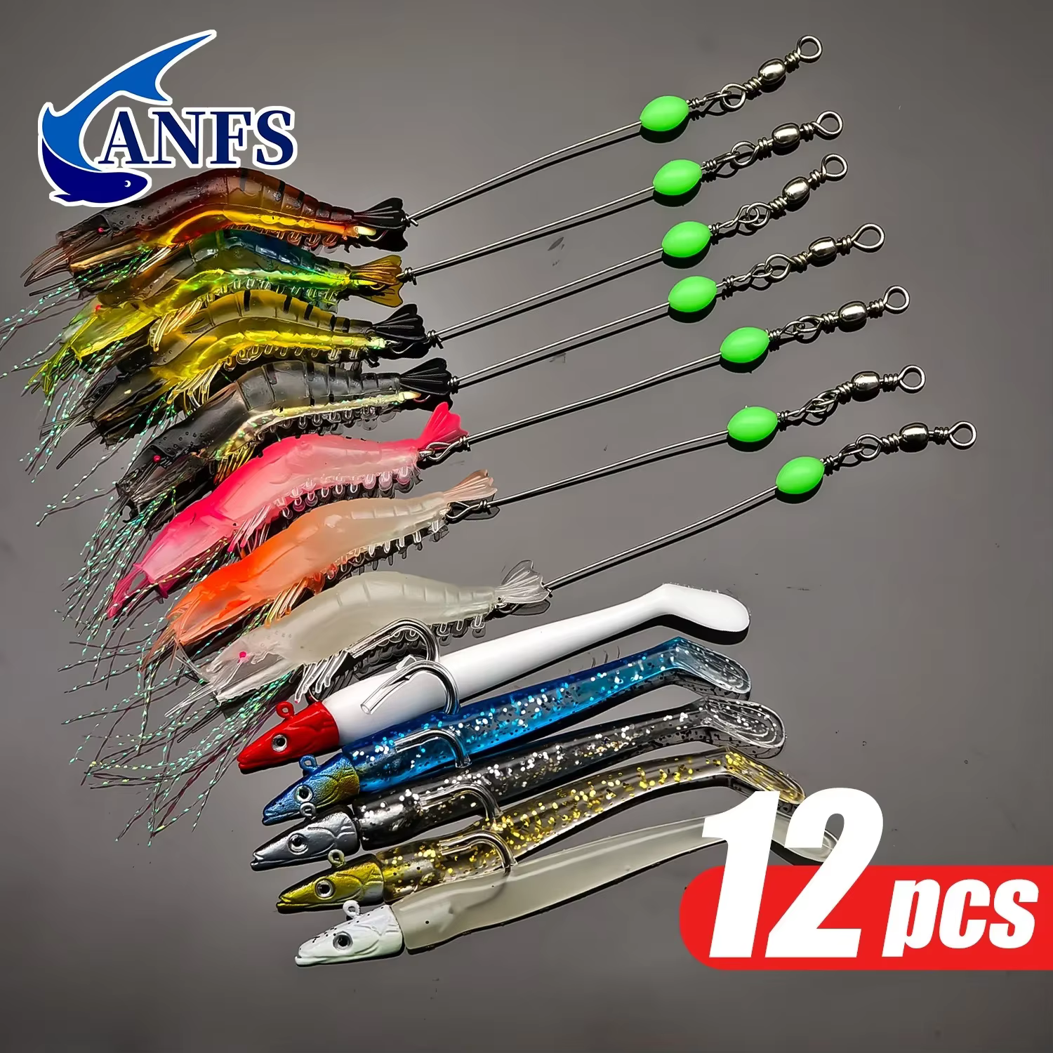 ANFS Señuelos de Pesca Biónicos Camarón Cebo Blando