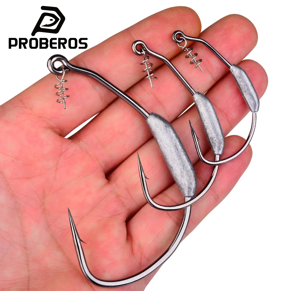 Anzuelos Jig Head PROBEROS acero alto carbono boca ancha con resorte - imagen 4