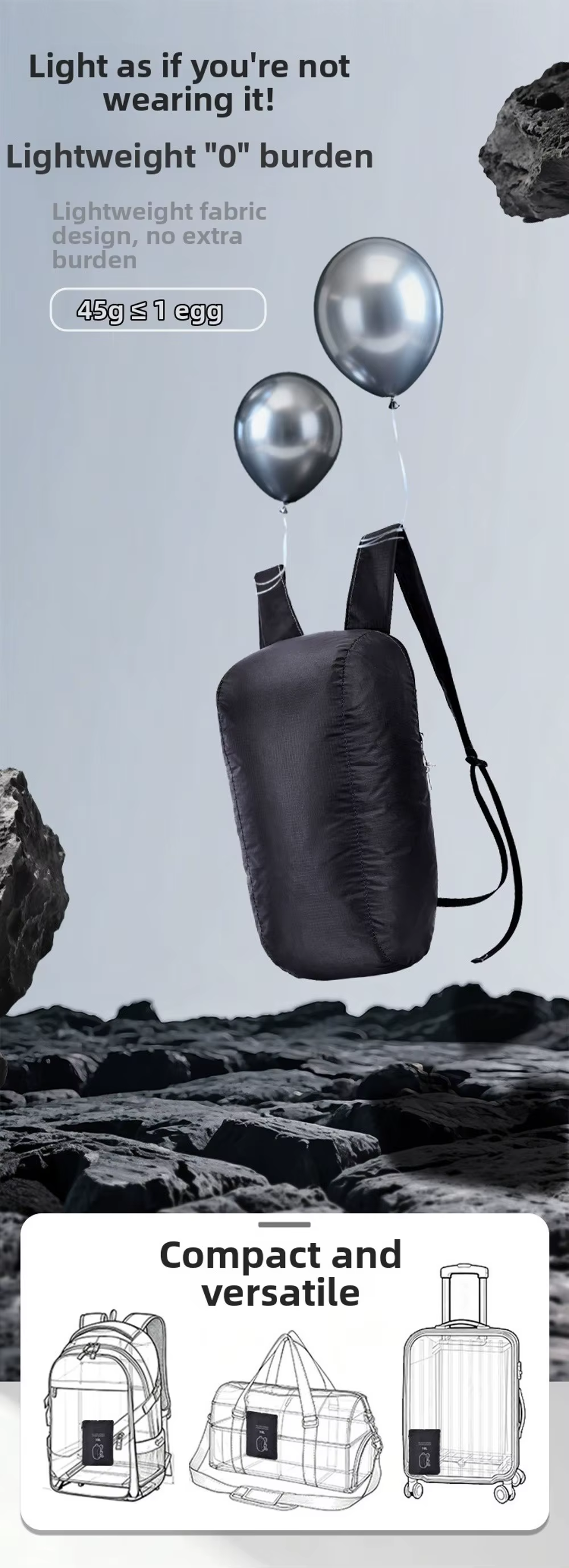 Mochila plegable en uso