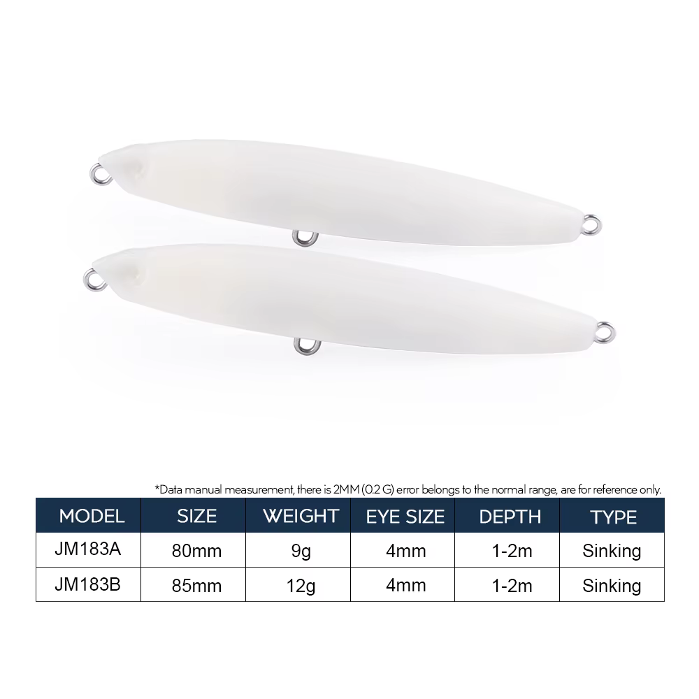 Hanlin Pececillo hundimiento sin pintar – 9g/80mm para lubina - imagen 2