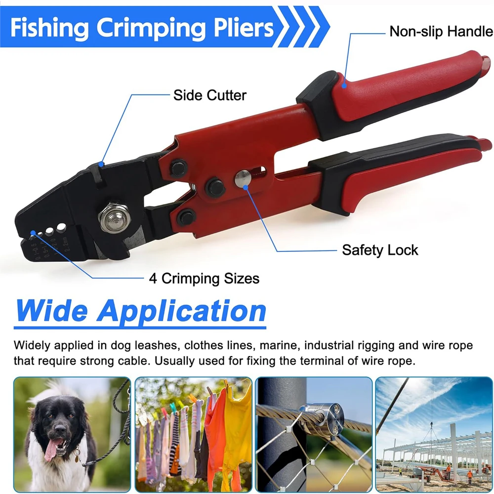 Kit de crimpado de alambre para líderes, alicates de pesca, 5 tamaños - imagen 4