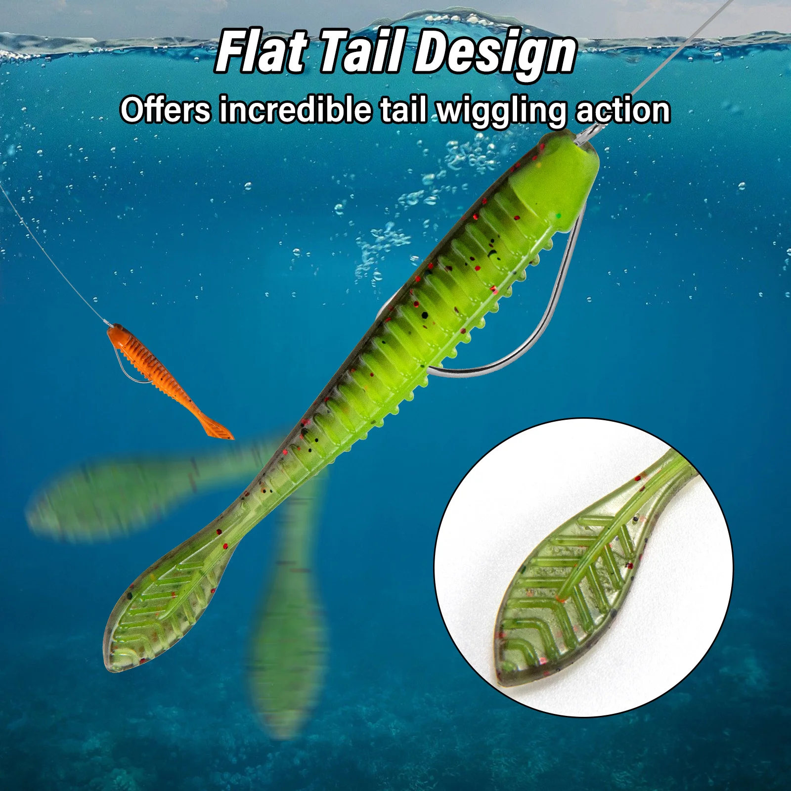 Señuelos blandos swimbait tipo gusano para Drop Shot Finesse Rig - imagen 2