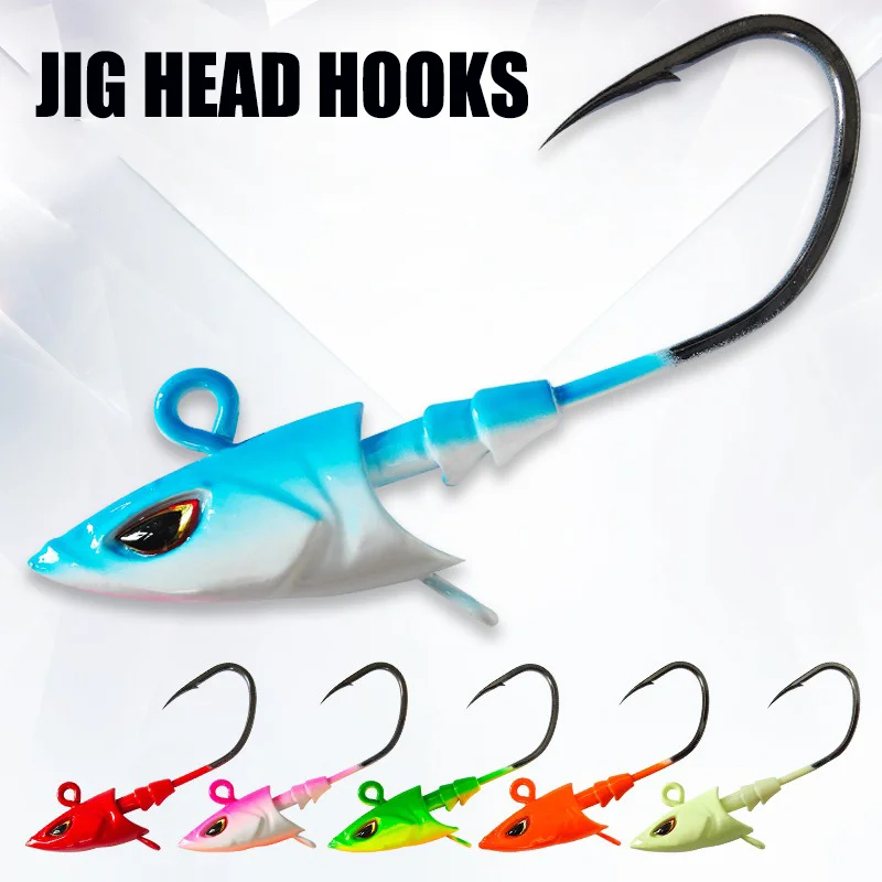 Anzuelos de pesca con cabeza de pez y acabado UV luminiscente