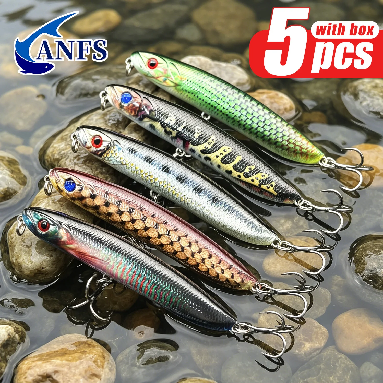 ANFS señuelos tipo minnow hundidos para pesca en agua dulce y salada