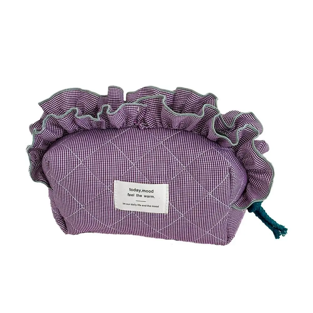 Bolsa de Maquillaje Vintage de Cuadros con Organizador y Volantes - imagen 5